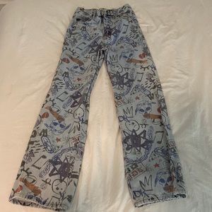 Adika Graffiti Print Jeans